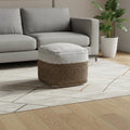 16 White Black And Natural Cotton And Jute Color Block Cube Pouf Ottoman