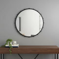 44 Black Metal Round Beaded Framed Accent Mirror