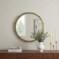 25 Gold Metal Beaded Round Framed Accent Mirror