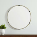 29 Gold And Black Metal Round Framed Accent Mirror