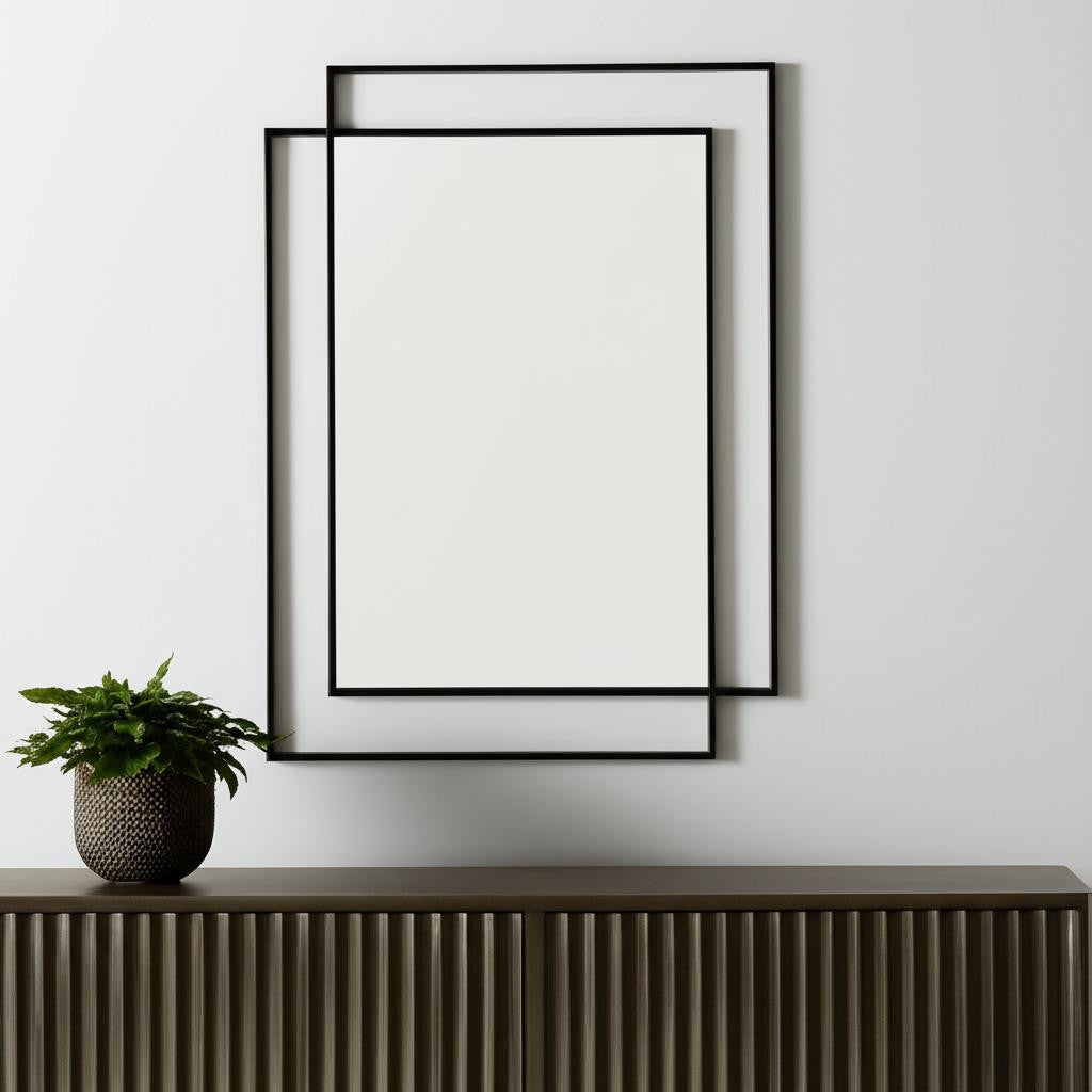 43 Gray Metal Double Frame Accent Mirror
