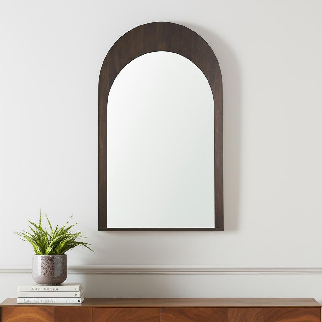 48 Brown Solid Wood Arch Framed Accent Mirror