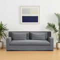93 Dark Gray Slipcovered Fabric Sofa With Toss Pillows