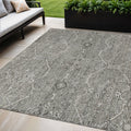 5 X 8 Pewter Floral Washable Indoor Outdoor Area Rug
