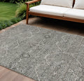 8 X 10 Pewter Floral Washable Indoor Outdoor Area Rug