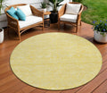 8 Gold Round Floral Washable Indoor Outdoor Area Rug