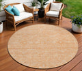 8 Salmon Round Floral Washable Indoor Outdoor Area Rug