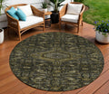 8 Charcoal Round Medallion Washable Indoor Outdoor Area Rug