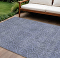 8 X 10 Denim Blue Geometric Washable Indoor Outdoor Area Rug