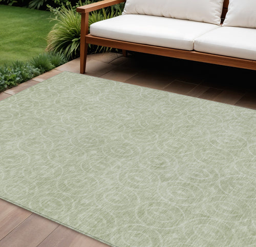 10 X 14 Mint Green Geometric Washable Indoor Outdoor Area Rug