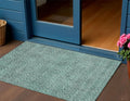 3 X 5 Teal Blue Geometric Washable Indoor Outdoor Area Rug