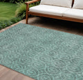 10 X 14 Teal Blue Geometric Washable Indoor Outdoor Area Rug