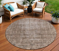 8 Brown Round Oriental Washable Indoor Outdoor Area Rug