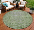 8 Fern Green Round Oriental Washable Indoor Outdoor Area Rug