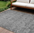 10 X 14 Gray Oriental Washable Indoor Outdoor Area Rug
