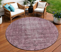 8 Merlot Round Oriental Washable Indoor Outdoor Area Rug