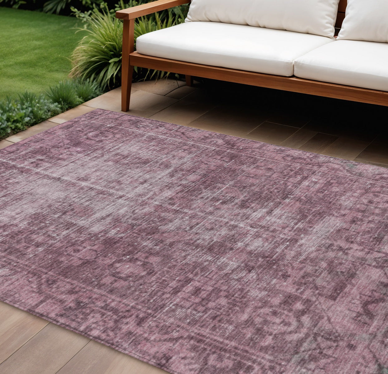 10 X 14 Merlot Oriental Washable Indoor Outdoor Area Rug