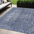 5 X 8 Navy Blue Oriental Washable Indoor Outdoor Area Rug