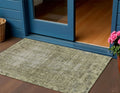 3 X 5 Olive Green Oriental Washable Indoor Outdoor Area Rug