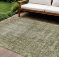 8 X 10 Olive Green Oriental Washable Indoor Outdoor Area Rug