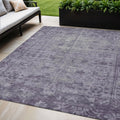 5 X 8 Purple Oriental Washable Indoor Outdoor Area Rug