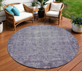 8 Purple Round Oriental Washable Indoor Outdoor Area Rug
