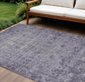 8 X 10 Purple Oriental Washable Indoor Outdoor Area Rug
