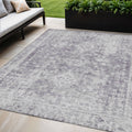5 X 8 Plum Oriental Washable Indoor Outdoor Area Rug