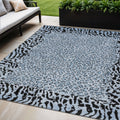 5 X 8 Blue Animal Print Washable Indoor Outdoor Area Rug