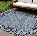 8 X 10 Blue Animal Print Washable Indoor Outdoor Area Rug