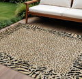 10 X 14 Gold Animal Print Washable Indoor Outdoor Area Rug