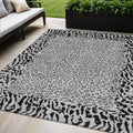 5 X 8 Gray Animal Print Washable Indoor Outdoor Area Rug