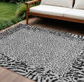 10 X 14 Gray Animal Print Washable Indoor Outdoor Area Rug