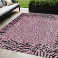 5 X 8 Pink Animal Print Washable Indoor Outdoor Area Rug