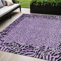 5 X 8 Purple Animal Print Washable Indoor Outdoor Area Rug