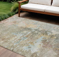 8 X 10 Brown Abstract Washable Indoor Outdoor Area Rug