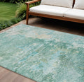 9 X 12 Emerald Abstract Washable Indoor Outdoor Area Rug