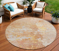 8 Salmon Round Abstract Washable Indoor Outdoor Area Rug