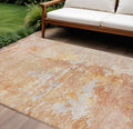 10 X 14 Salmon Abstract Washable Indoor Outdoor Area Rug