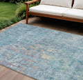 9 X 12 Blue Abstract Washable Indoor Outdoor Area Rug