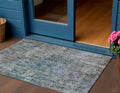 3 X 5 Fern Green Abstract Washable Indoor Outdoor Area Rug