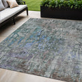5 X 8 Fern Green Abstract Washable Indoor Outdoor Area Rug
