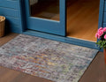 3 X 5 Pewter Abstract Washable Indoor Outdoor Area Rug