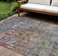 10 X 14 Pewter Abstract Washable Indoor Outdoor Area Rug