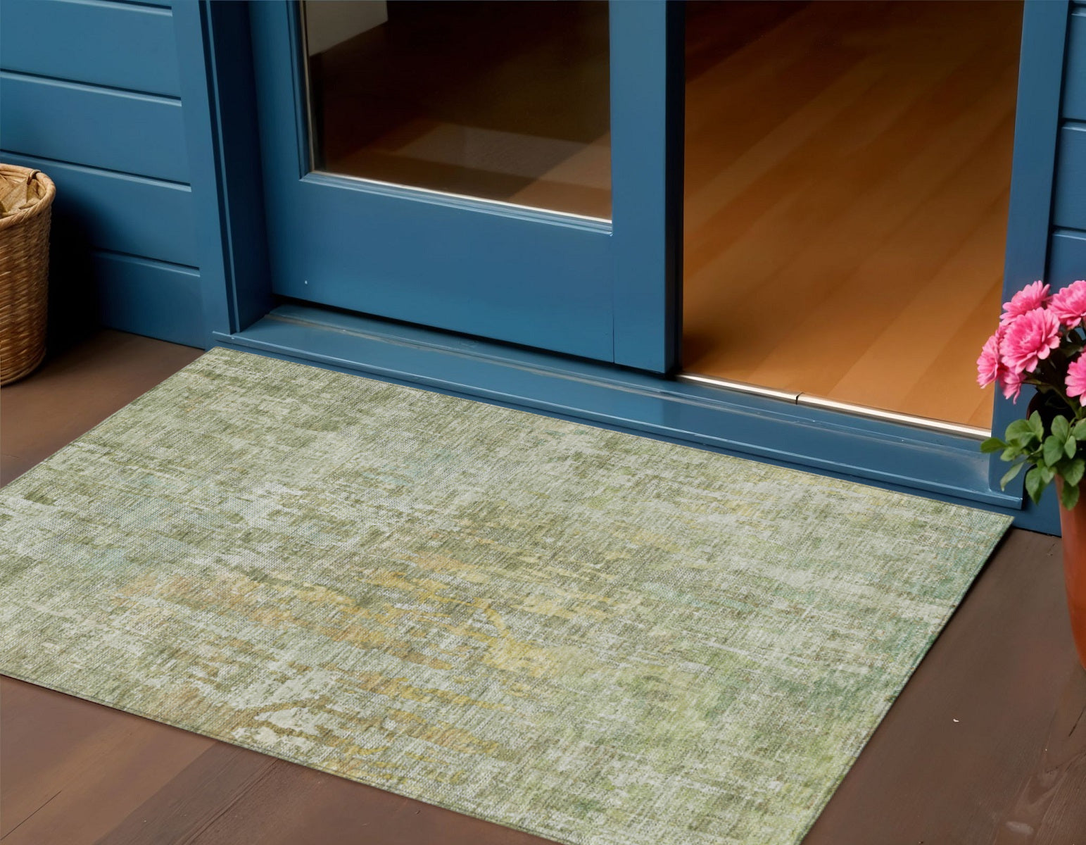 3 X 5 Sage Abstract Washable Indoor Outdoor Area Rug