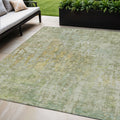 5 X 8 Sage Abstract Washable Indoor Outdoor Area Rug