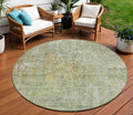 8 Sage Round Abstract Washable Indoor Outdoor Area Rug
