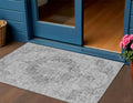 3 X 5 Silver Floral Medallion Washable Indoor Outdoor Area Rug
