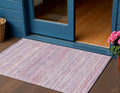 3 X 5 Mauve Striped Washable Indoor Outdoor Area Rug