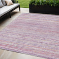 5 X 8 Mauve Striped Washable Indoor Outdoor Area Rug
